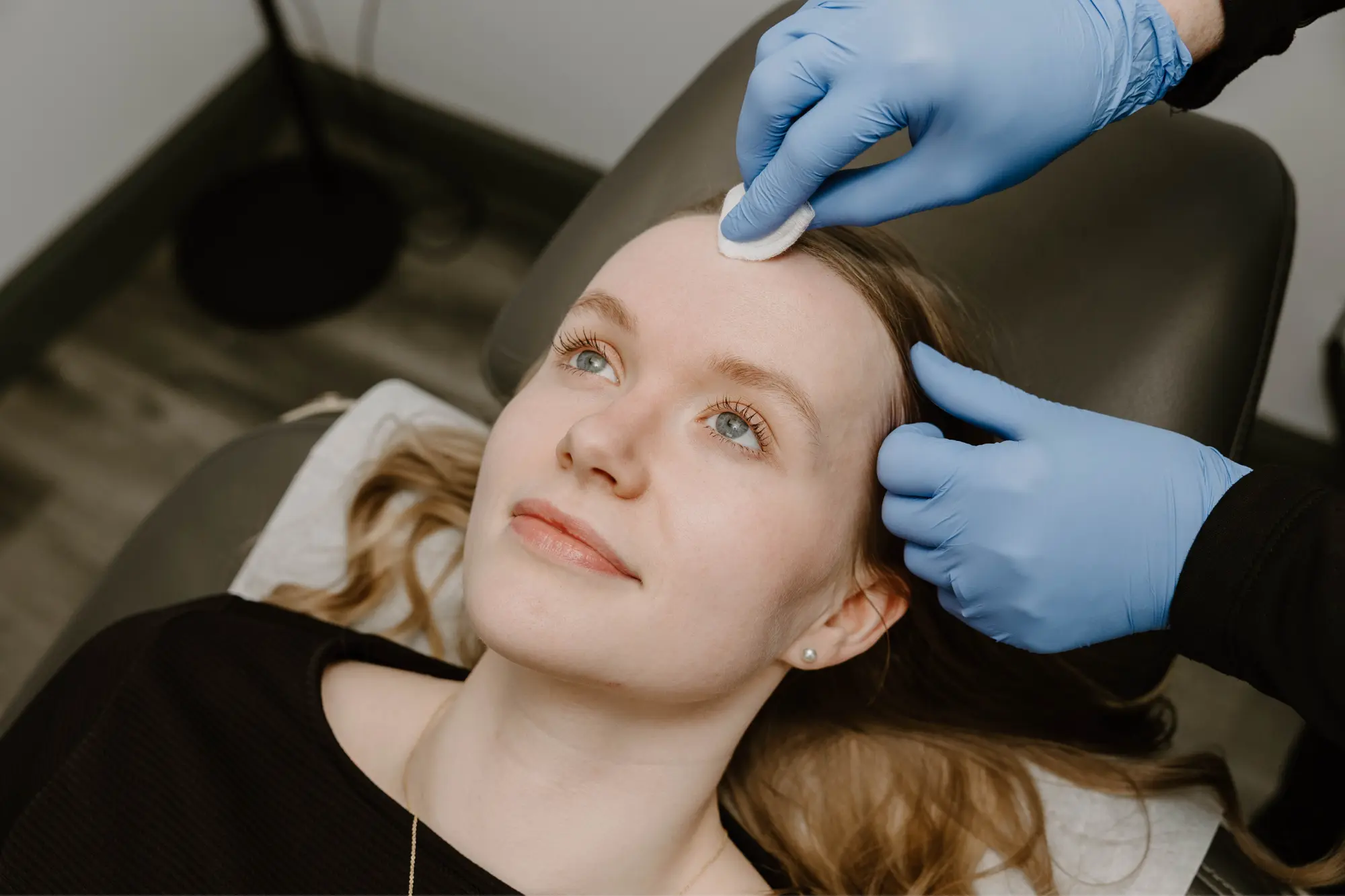 Client at Biltmore Dermatology Getting a chemical peel